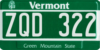 VT license plate ZQD322