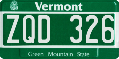 VT license plate ZQD326