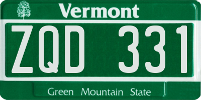 VT license plate ZQD331
