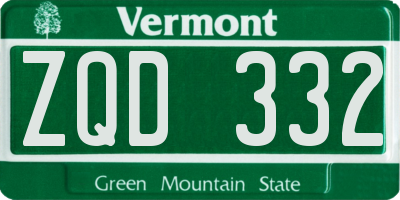 VT license plate ZQD332
