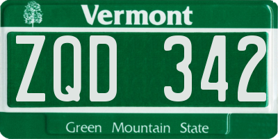 VT license plate ZQD342