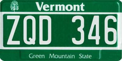 VT license plate ZQD346
