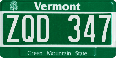 VT license plate ZQD347