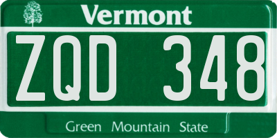 VT license plate ZQD348