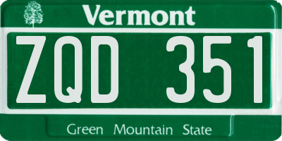VT license plate ZQD351