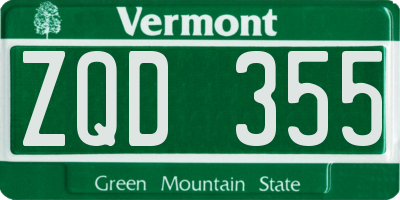 VT license plate ZQD355