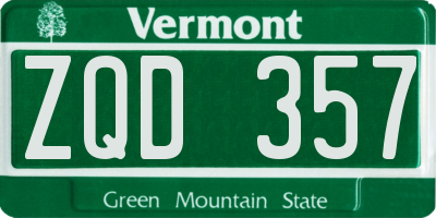 VT license plate ZQD357
