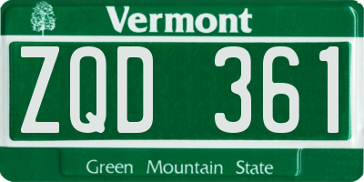 VT license plate ZQD361