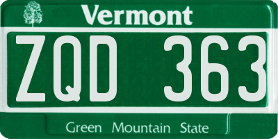 VT license plate ZQD363