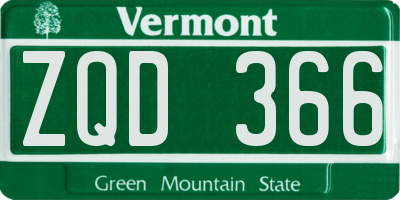 VT license plate ZQD366