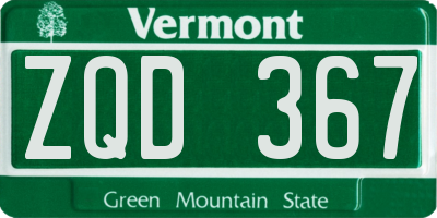 VT license plate ZQD367