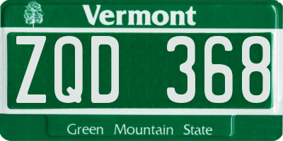 VT license plate ZQD368