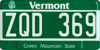VT license plate ZQD369