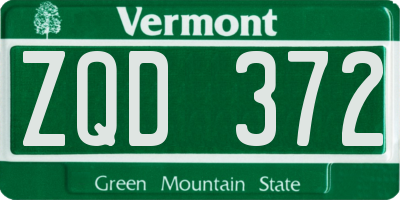 VT license plate ZQD372