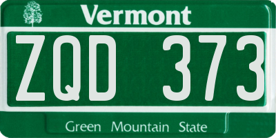 VT license plate ZQD373