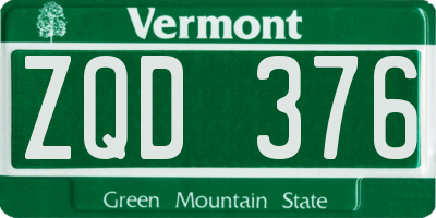 VT license plate ZQD376