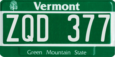 VT license plate ZQD377