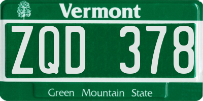 VT license plate ZQD378
