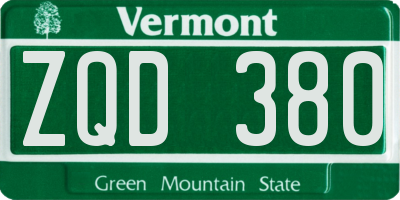 VT license plate ZQD380