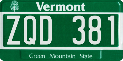 VT license plate ZQD381