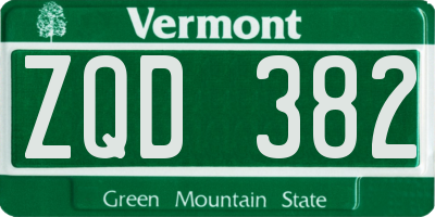 VT license plate ZQD382