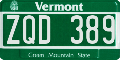 VT license plate ZQD389