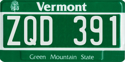 VT license plate ZQD391