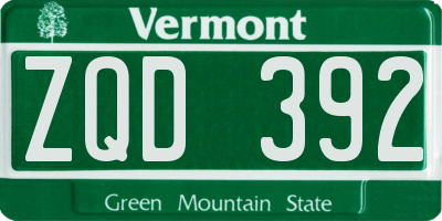 VT license plate ZQD392