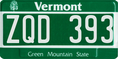 VT license plate ZQD393