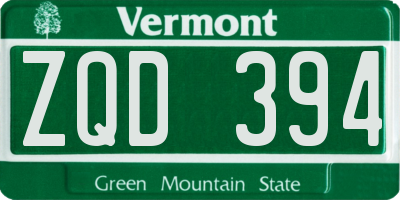VT license plate ZQD394