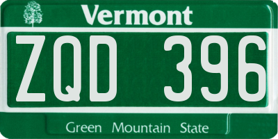 VT license plate ZQD396
