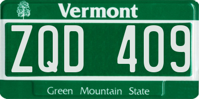 VT license plate ZQD409