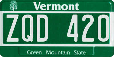 VT license plate ZQD420
