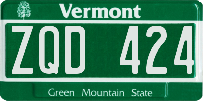 VT license plate ZQD424