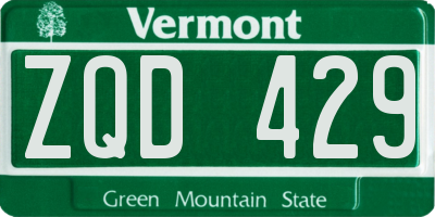 VT license plate ZQD429