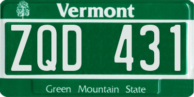 VT license plate ZQD431
