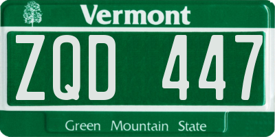 VT license plate ZQD447