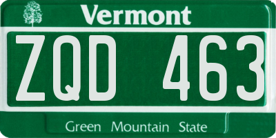 VT license plate ZQD463