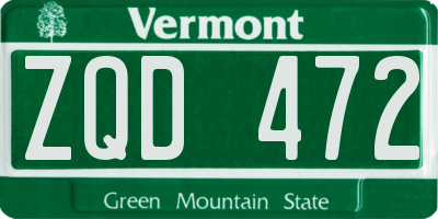 VT license plate ZQD472