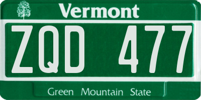 VT license plate ZQD477