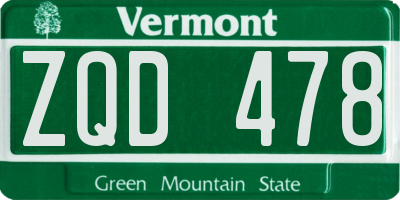 VT license plate ZQD478