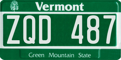 VT license plate ZQD487