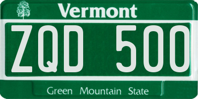VT license plate ZQD500