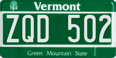 VT license plate ZQD502