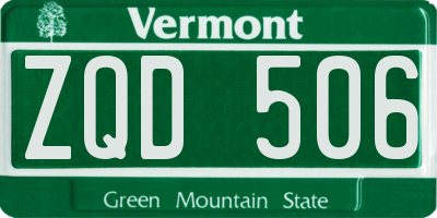 VT license plate ZQD506