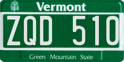 VT license plate ZQD510