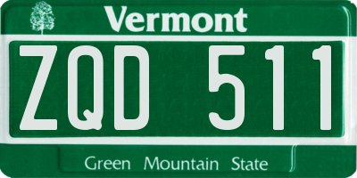 VT license plate ZQD511