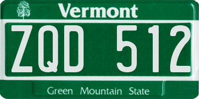VT license plate ZQD512