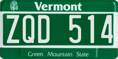 VT license plate ZQD514