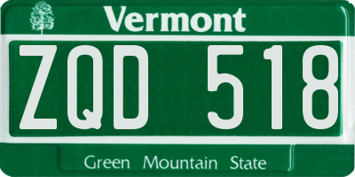 VT license plate ZQD518